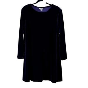 Vintage KC Spencer Purple Velvet Pullover Knee-Length Long Sleeve Mini Dress 10